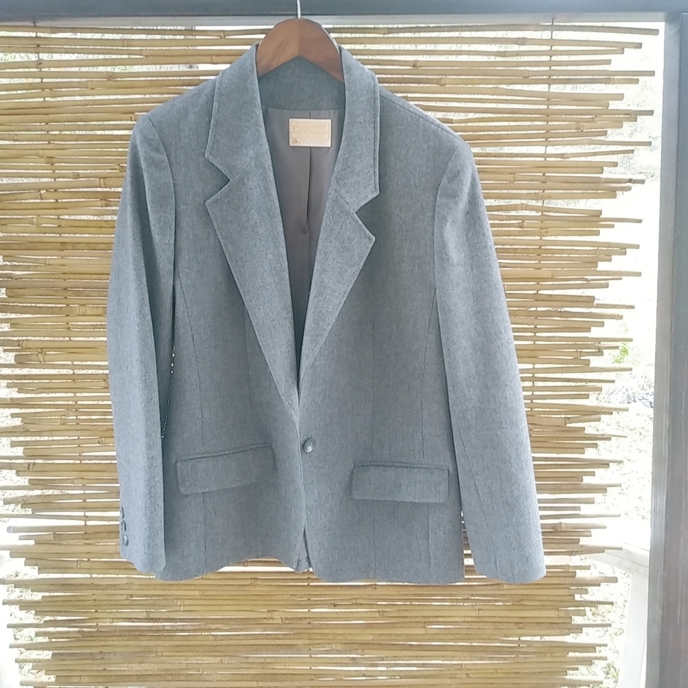 Pendleton 10 Gray Lavender Plaid Wool Skirt Suit Set Plus
